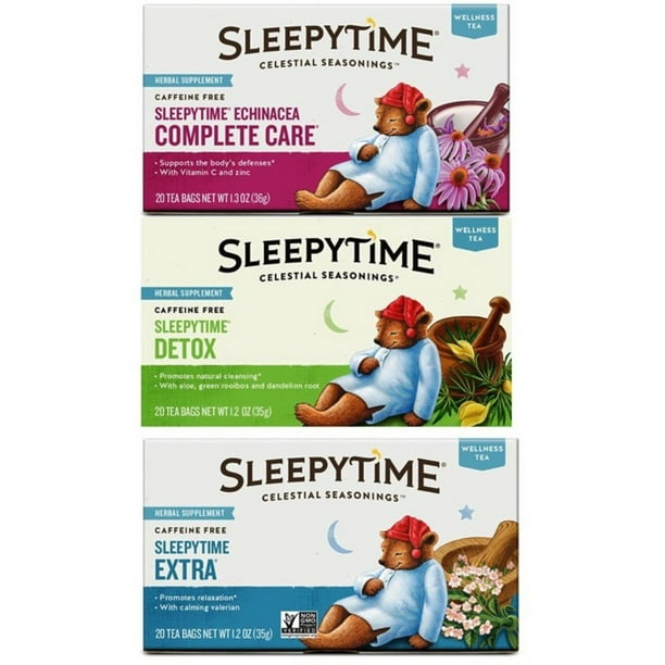 Celestial Seasonings Wellness Caffeine Free Herbal Tea 3 Flavor Variety