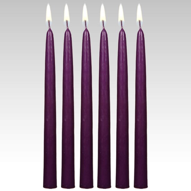 10" Purple Taper Candles (Set of 12)