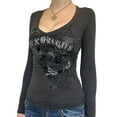 thumbnail image 3 of Womens Y2k Fairy Grunge Graphic Long Sleeve Tees Tops E-Girls Aesthetic Gothic Skull Fairycore 2000s Shirt Clothing, 3 of 8