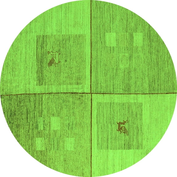 Ahgly Company Indoor Round Abstract Green Modern Area Rugs, 6' Round