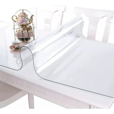 

Premium (0.36 Milimeters Thick) Clear Plastic Vinyl PVC Fabric Table Cover Tablecloth Protector for Dining Room Table Waterproof Spillproof Transparent Sheet Table Cover