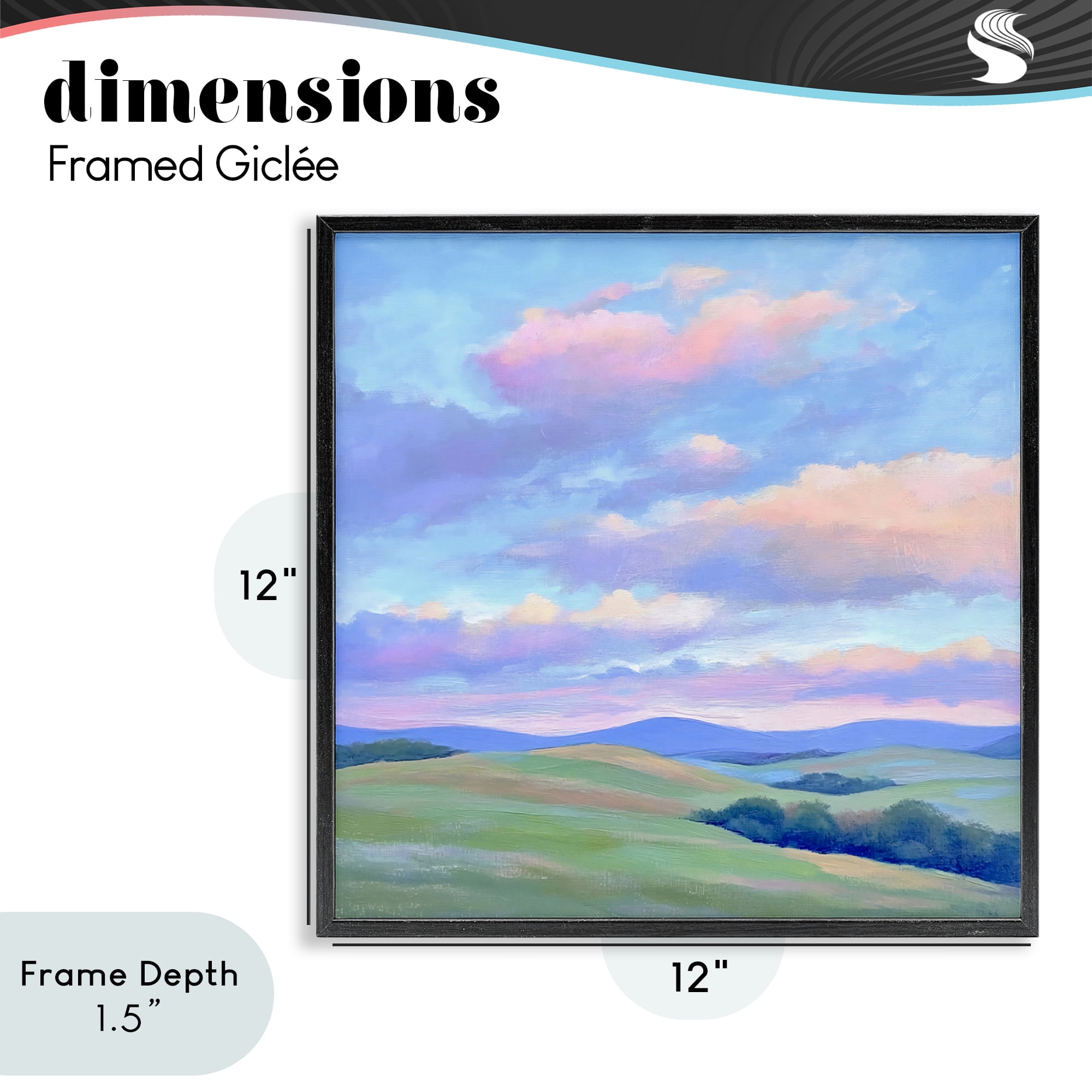 Stupell Industries Rolling Hills with Soft Sunset Black Framed Giclee Art, design by Creative Studio