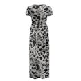 thumbnail image 6 of Psesaysky Grey Leopard Print Pattern Casual Maxi Dress, Soft with Pockets Polyester and Spandex Fabric Ladies Short Sleeve Long Maxi Dress for Weekend Gathering, 6 of 8