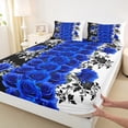 thumbnail image 3 of Manfei Dreamy Blue Rose Full Size Sheets,Country Flower Floral Bed Sheets,Natural Theme Sheet Sets For Adults,Microfiber Bedroom Decor,4 Pieces, 3 of 7