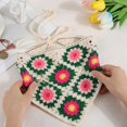 thumbnail image 3 of Pañuelo para el pelo con flores, bandana de ganchillo, verde, rojo, algodón, vintage, de verano, tejido con flores, lazo triangular, pañuelo para la cabeza, diademas, pañuelo para la cabeza, 3 of 9