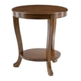 thumbnail image 5 of Powell Kendall Round Indoor Accent Side Table with Shelf, 24" Tall, Hazelnut Brown, 5 of 12