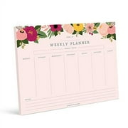 Bliss Collections Weekly Planner, Pink Floral, Undated Tear-Off Sheets Notepad Includes Calendar, Organizer, Scheduler for Goals, Tasks, Ideas, Notes and To Do Lists, 8.5"x11" (50 Sheets)