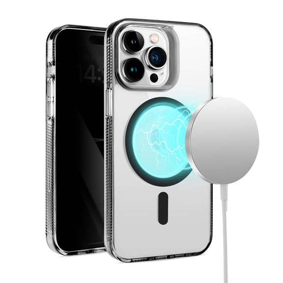 For Iphone 15 Plus Pure Transparent Magnetic Circle High Quality Ultra Thick Hybrid - Black