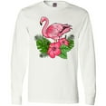 thumbnail image 3 of Inktastic Flamingo with Tropical Flowers Long Sleeve T-Shirt, 3 of 5