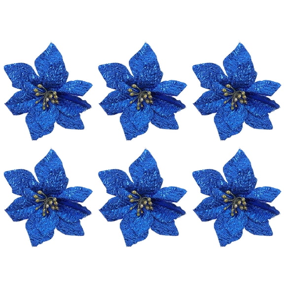 LOLIPPYY 6-Pack Small Double-Layer Artificial Christmas Flowers for Holiday Home Decor and Party Decoration