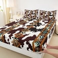thumbnail image 3 of jejeloiu Brown Cow Print Twin Sheet Sets,Western Rustic Farmhouse Bedding For Cowboy 3-Piece, 3 of 7