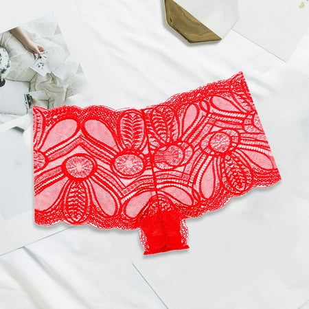 

Hunpta Underwear Women Sexy Lace Mid High Waist Cutout Seamless Briefs