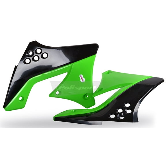 Polisport Kawasaki Pr/Radiator Shrouds (Black/Green) - 8412800004