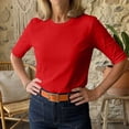 thumbnail image 4 of VBVC Women's Crewneck Half Sleeve T Shirt , Ladies' Lightweight Basic Tee , Stretchy Loose Fit Work Top For Women, S-2XL, 4 of 8