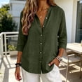 thumbnail image 5 of QASIEATN Women's Casual V Neck Button 3/4 Sleeve Linen Blouse Loose Fit Solid Color Tops for Summer Fall Fashion Outfits for Women, 5 of 7