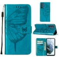 thumbnail image 2 of Wallet Case for Samsung Galaxy S21 FE 6.4 Inch, Luxury Butterfly Pattern PU Leather Shockproof Wrist Strap Flip Case with Magnetic Clasp Card Slots Kickstand Bracket Folio Phone Cover,Blue, 2 of 10