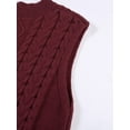 thumbnail image 4 of Oversized Sweater Vest for Women V Neck Sleeveless Solid Color Loose Pullover Sweater Dark Red S, 4 of 9