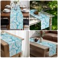 thumbnail image 5 of Palm Tree Monstera Table Runner 120 Inches Long,Teal Aqua Leaf Boho Botanical Tropical Cotton Linen Table Runners Dresser Scarves,Fabric Tabletop Scarf Furniture Cover for Home Dinner Party 13"x120", 5 of 9