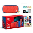 thumbnail image 1 of 2021 New Nintendo Switch Mario Red & Blue Limited Edition with Mario Iconography Carrying Case and Screen Protector Bundle With Super Mario 3D All-Stars And Mytrix Accessories, 1 of 9