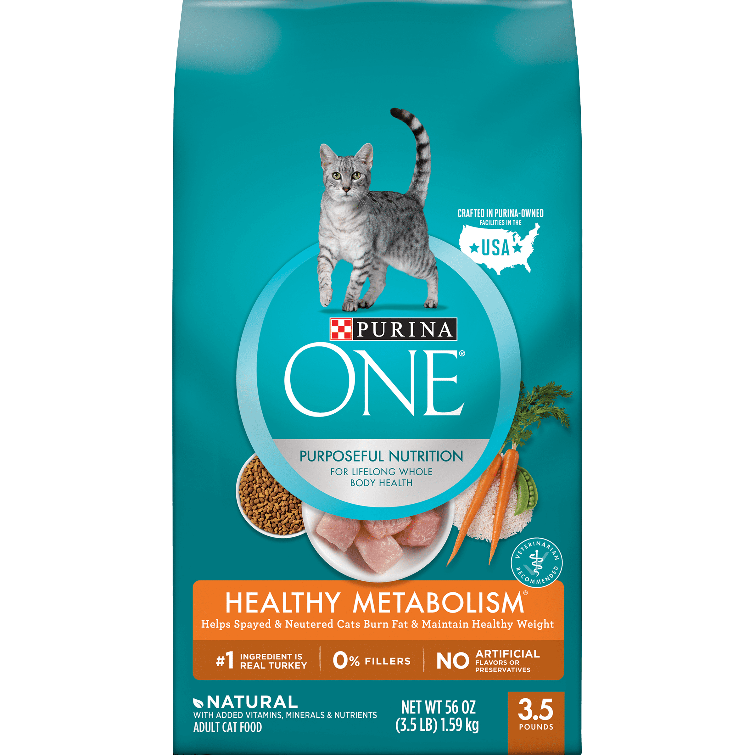 Purina ONE Weight Control, Natural Dry Cat Food, Healthy Metabolism, 3