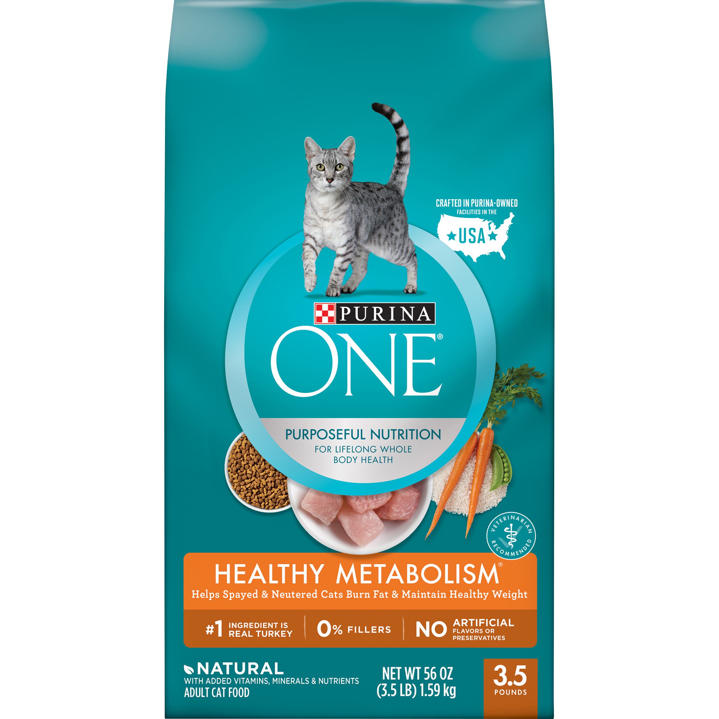 Purina ONE Weight Control Natural Dry Cat Food Healthy Metabolism 3 
