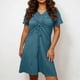 thumbnail image 2 of TaTaai Women's V-neck short sleeve dress, solid color, adjustable drawstring design, slim fit, casual stylish, soft breathable fabric, ideal for daily outings & brunch dates Gift, 2 of 6