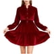 thumbnail image 2 of mfyjkho Vestidos de verano para mujer, Vestido de fiesta de terciopelo con botones, falda abullonada plisada, manga larga y cintura alta para mujer Vestidos de fiesta para mujer xxl, 2 of 8