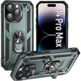 thumbnail image 1 of Funda Sumao para iPhone 14 Pro Max con aro, fina, de silicona líquida, de grado militar, a prueba de golpes, color verde y gris, 1 of 8
