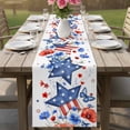 thumbnail image 5 of 4th of July Cotton Linen Table Runner for Dining Kitchen, Red Blue Floral Independence Day Stars Butterflies Wedding Outdoor Party Tablerunners, Dresser Scarf Coffee Tablecloth Runners 13x120 Inches, 5 of 8