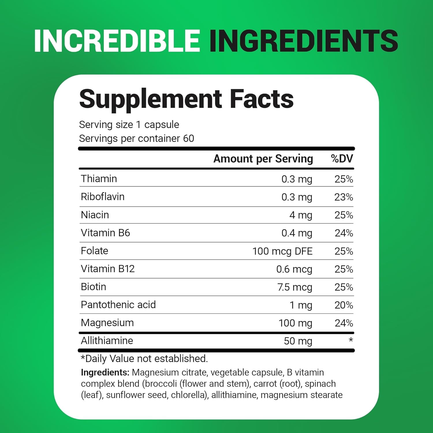 Dr. Berg Natural Vitamin B1 + with B Complex Blend - Allithiamine Vitamin B1, 60 Capsules