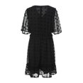 thumbnail image 4 of SAYOO , vestido de chifón de verano para mujer, vestido informal de media manga con cuello en V y estampado de puntos de Color sólido para fiesta SAYOO  Moda, 4 of 9
