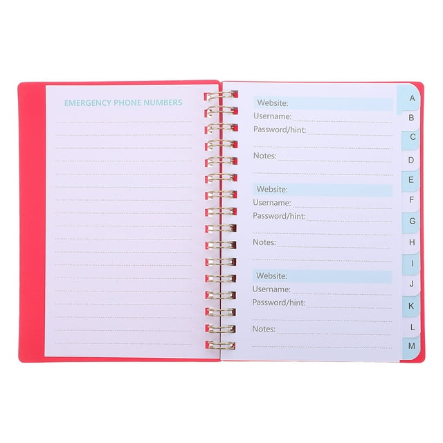 FELTECHELECTR Libreta de contraseñas: Organizador de nombres de usuario y contraseñas - Libreta A6 con pestañas alfabéticas - Libreta de direcciones para la oficina, la escuela y el hogar