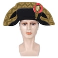 thumbnail image 3 of Sombrero de Napoleón medieval para cosplay, disfraz de fantasía, disfraz para adultos, hombres y mujeres, sombrero de almirante bicornio, uniforme, bata, pantalones, traje de Halloween, 3 of 5