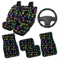 thumbnail image 2 of HUIACONG Colorful Dogs Paw Car Floor Mats with Steering Wheel Protector and Split Car Seat Covers Anti-Slip Pad Dust Proof Car Interior Accessories Easy to Install for SUV,Vans,Sedans,Trucks, 9 Pcs, 2 of 8