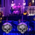 thumbnail image 3 of Halloween Wall Decor,Skull Decor with Purple LED Backlighting, Textured Skull Design & Round Black Base for Indoor Decor,Halloween Party,Purple, 3 of 8
