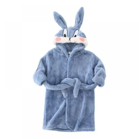 

Kids Little Boys Girls Coral Fleece Bathrobe Unisex Kids Robe Pajamas Sleepwear Cartoon Print Bathrobe 1-7 Years