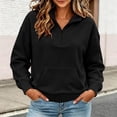 thumbnail image 2 of Vynhevius Women Mock Neck Sweatshirt Half Zip Long Sleeve Loose Casual Pullover Top With Pocket, 2 of 8