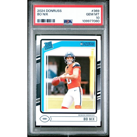 Graded 2024 Panini Donruss Bo Nix #369 Rookie RC Football Card PSA 10 Gem Mint