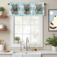 thumbnail image 2 of Summer Coastal Valance Curtain for Windows Brown Retro Texture Conch Starfish Teal Blue Rod Pocket Curtain Valances Short Window Treatments Panels for Kitchen Bathroom Laundry Basement 54 x 18 Inch, 2 of 9