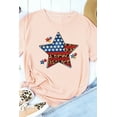 thumbnail image 4 of POGLIP T-Shirt à Manches Courtes Imprimé Drapeau Américain Léopard Rose pour Femmes, 4 of 6