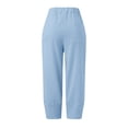 thumbnail image 5 of XFLWAM Women's Cotton Linen Pants Lantern Cropped Tapered Pants Elastic Waist Palazzo Lounge Trousers with Pockets Light Blue L, 5 of 5
