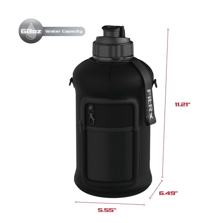 FitRx Voyager Water Bottle, Half Gallon Water Jug with Neoprene