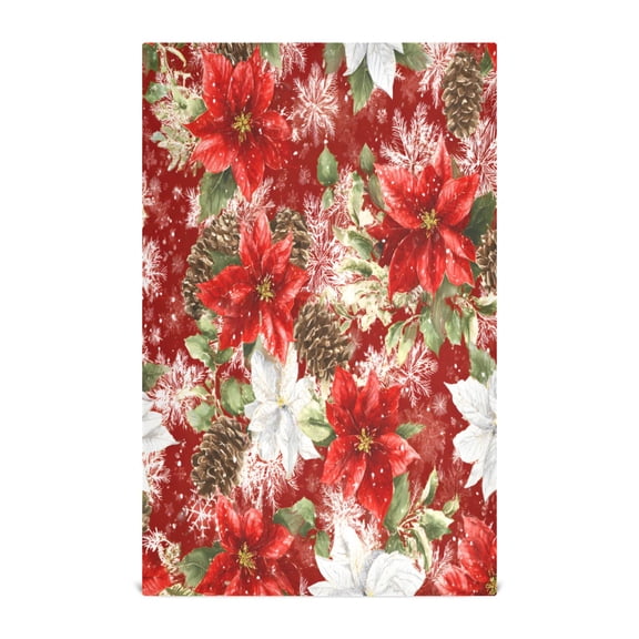 Christmas Poinsettia Kitchen Towels Dishcloth Decorative Waffle Towels Multi Use Tea Towel Dish Cloths 28x18in