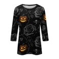 thumbnail image 4 of Bovemsi Cute Summer Tops Breathable Round‑Neck 3/4‑Sleeve Printed Blouse Fashion Outfits Clothes L, 4 of 4