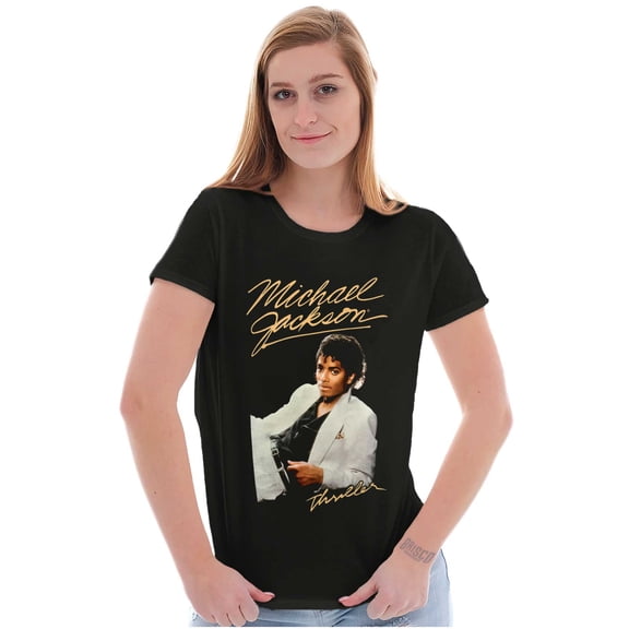 Michael Jackson MJ Thriller Album Womens Slim Fit Graphic Tee Brisco Brands S