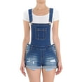 thumbnail image 2 of Women’s Cuffed Distressed Denim Shortalls Overall Shorts, 2 of 5