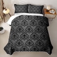 thumbnail image 2 of Homewish Halloween Skull Damask Twin Quilt Set,Gray Black Twin Coverlet Set,2-Piece, 2 of 7