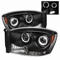 thumbnail image 1 of Spyder Automotive Headlight Assembly 5010001 Halogen Bulb; Projector Beam With LED Halo; High H1/Low H1 Clear Bulb; Clear Lens; Black Housing; Set of 2, 1 of 9