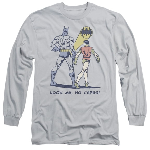 DC Comics No Capes Long Sleeve Adult 18/1 T-Shirt Silver