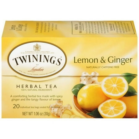 TWINING TEA LEMON & GINGER, 20 BG (Pack of 6)
